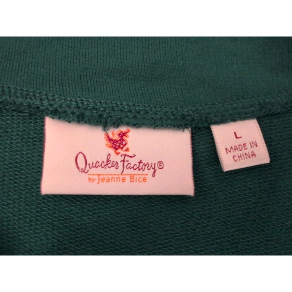 Quacker Factory Zip Up Jacket Sequins Teal Size Large - Picture 5 of 7